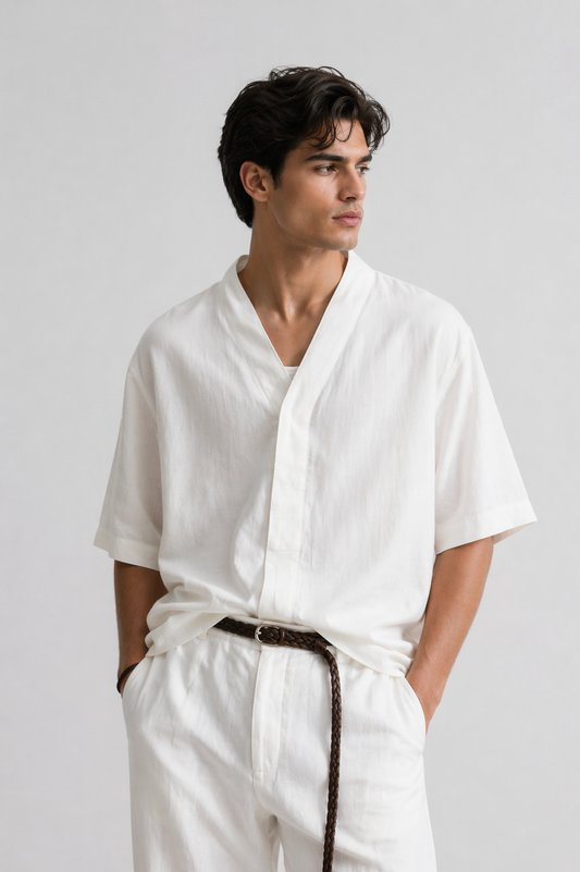 Essential White V-Neck Shirt – Relaxed Minimal Fit