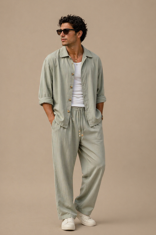 Sage Green Relaxed Shirt – Lightweight Summer Fit