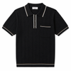 Black Knit Polo β Premium Textured Luxury Fit