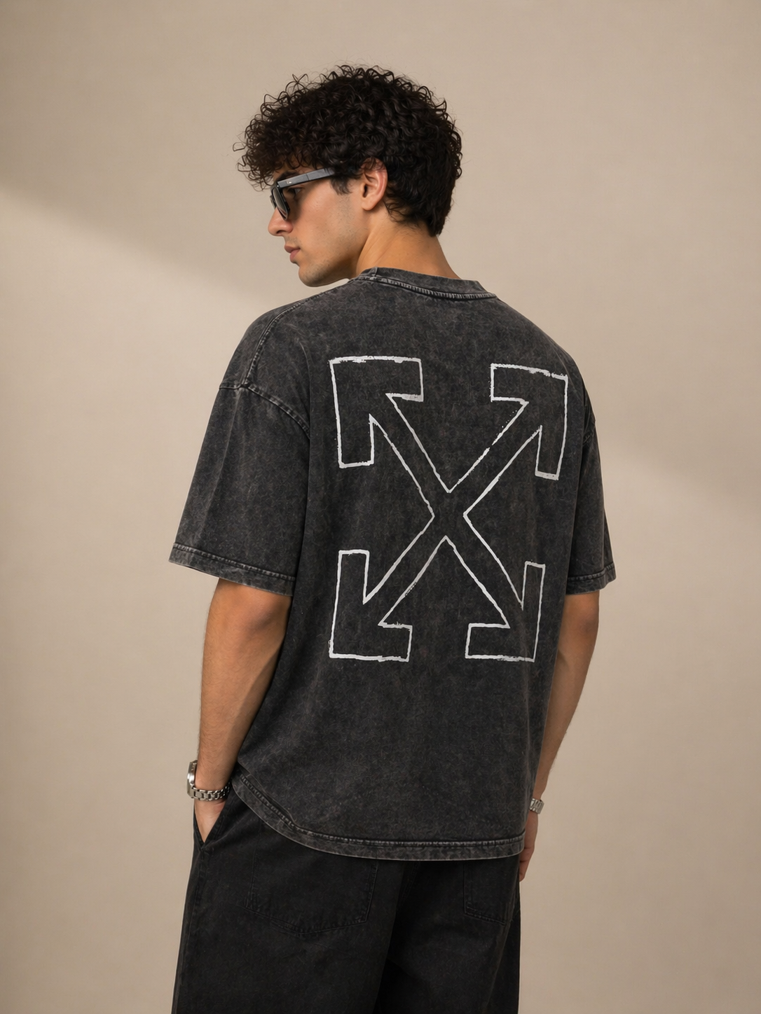 Acid Wash Graphic T-Shirt – X Statement Print
