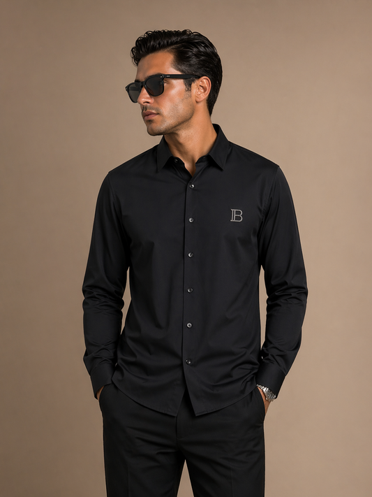 BALMAIN Black Signature Button-Up Shirt – Luxury Minimal Fit
