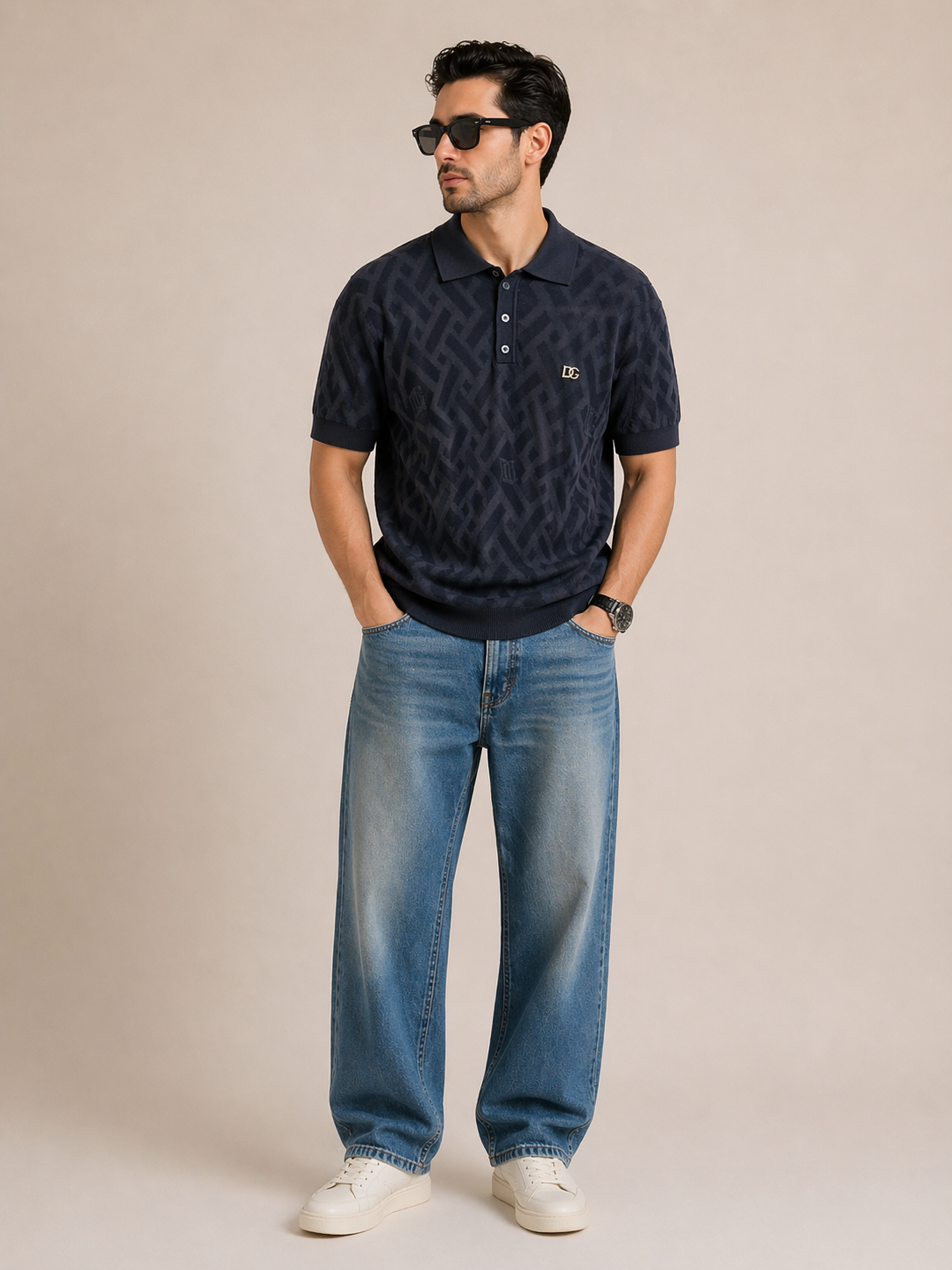 Dolce & Gabbana Jacquard Polo Shirt – Black Premium Luxury Fit