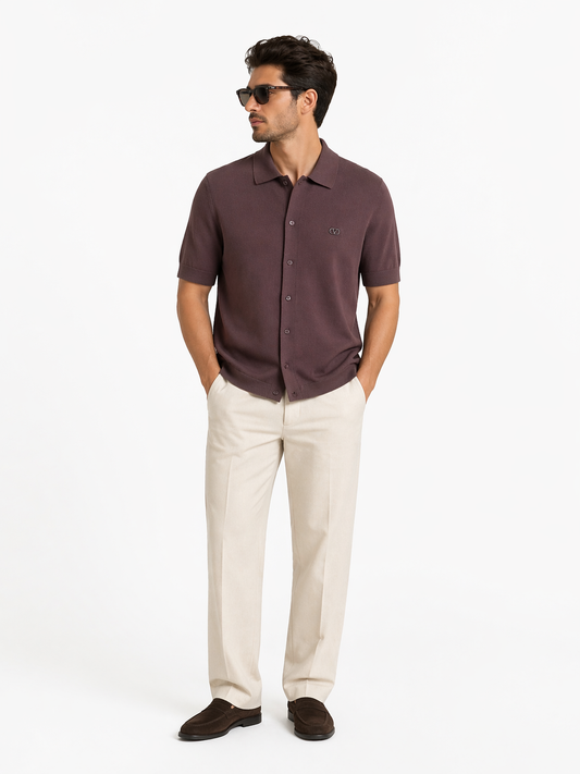 Valentino Knit Polo Shirt – Brown Minimal Luxury Design