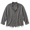 Textured Grey Raw Shirt – Relaxed Boho Fit