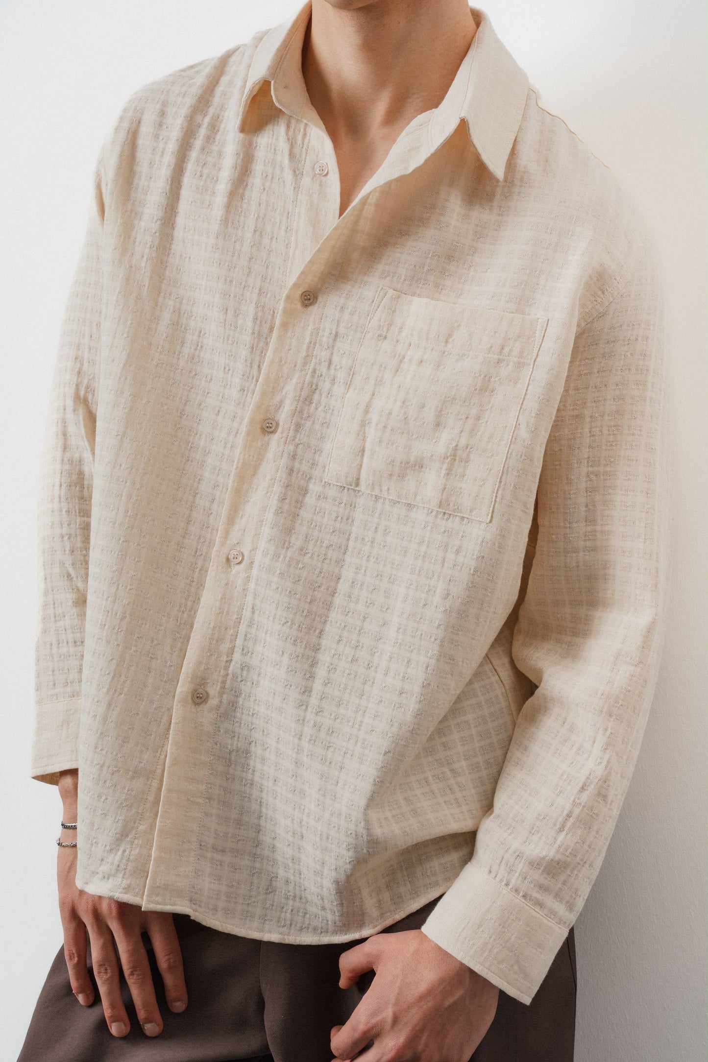 Light Yellow Textured Shirt – Relaxed Summer Fit