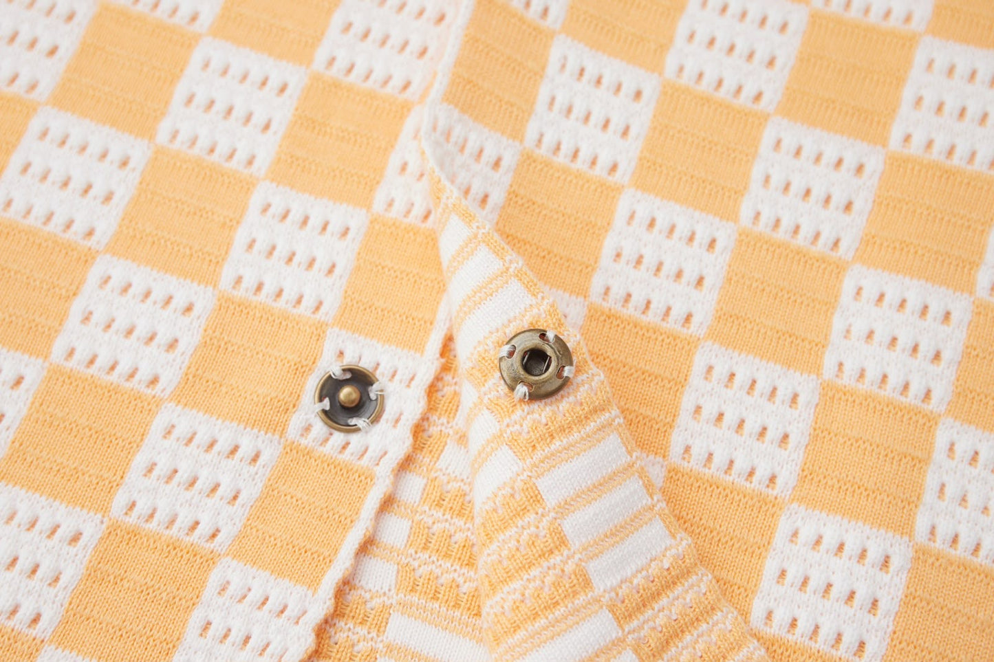 Louis Vuitton Orange & White Checkered Polo Shirt – Textured Knit Design