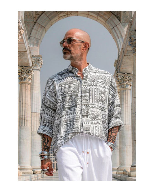 Boho Pattern Oversized Shirt – Relaxed Summer Fit