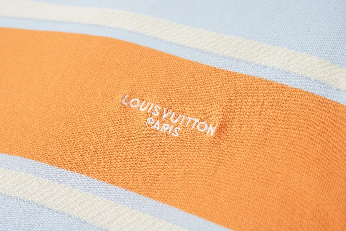 Louis Vuitton Sky Blue & Orange Striped T-Shirt – Signature Logo Detail