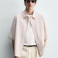 Relaxed Pink Striped Short-Sleeve Shirt – Oversized Fit