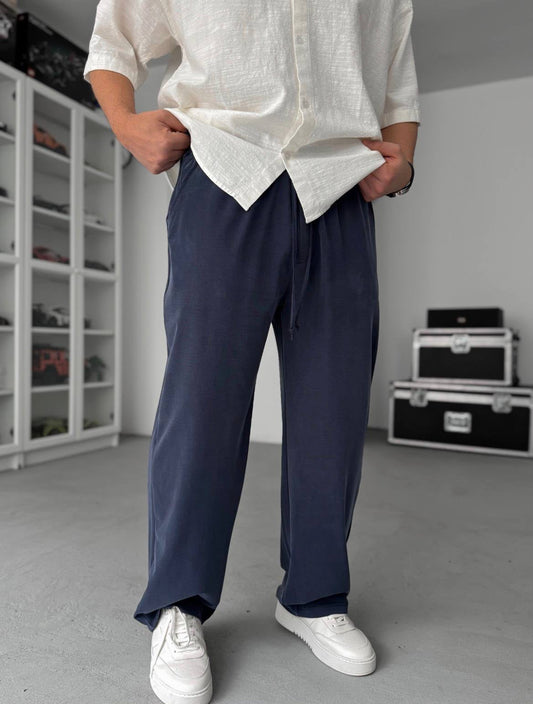 Wide-Leg Pants – Relaxed Drawstring Fit
