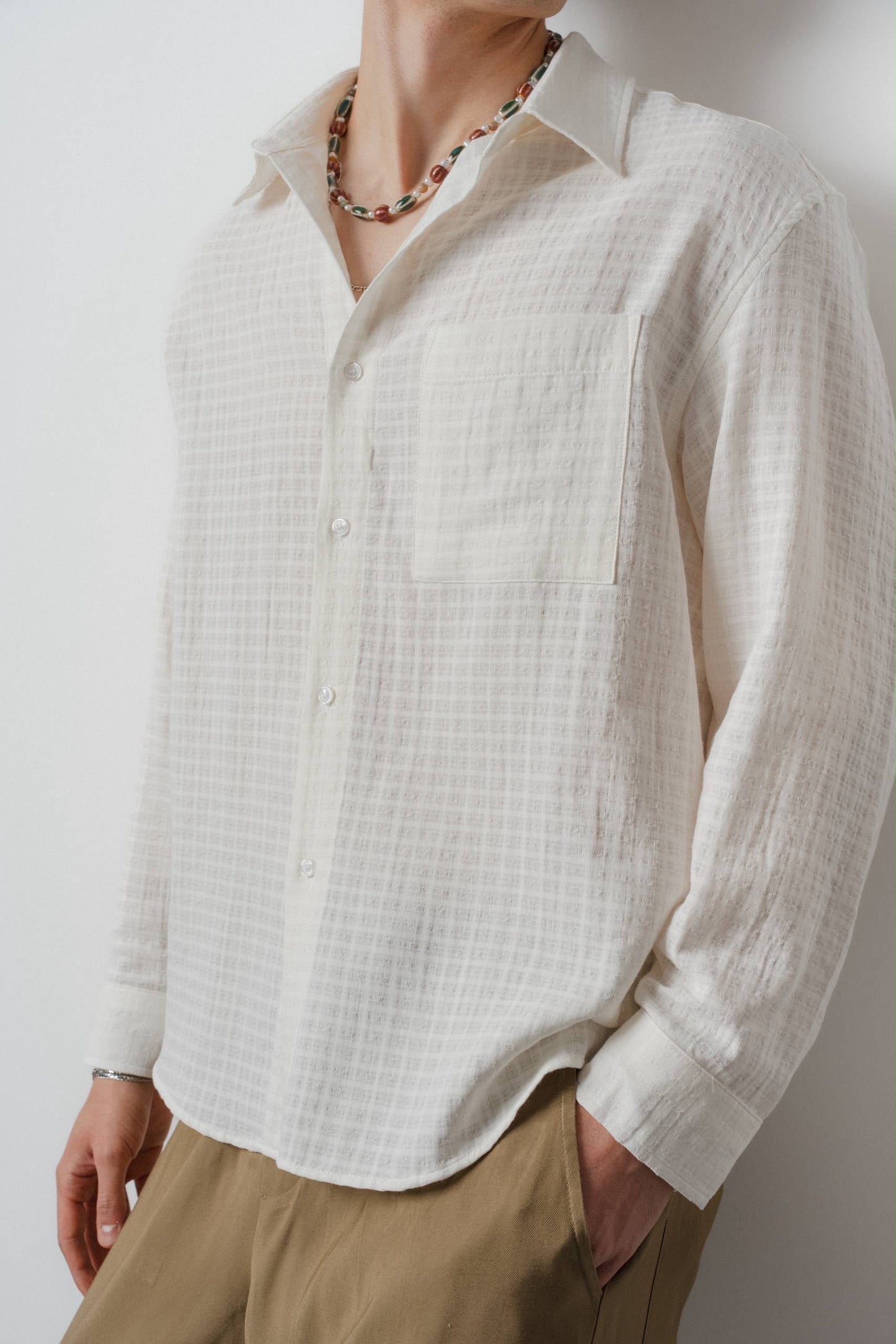 Light Yellow Textured Shirt – Relaxed Summer Fit