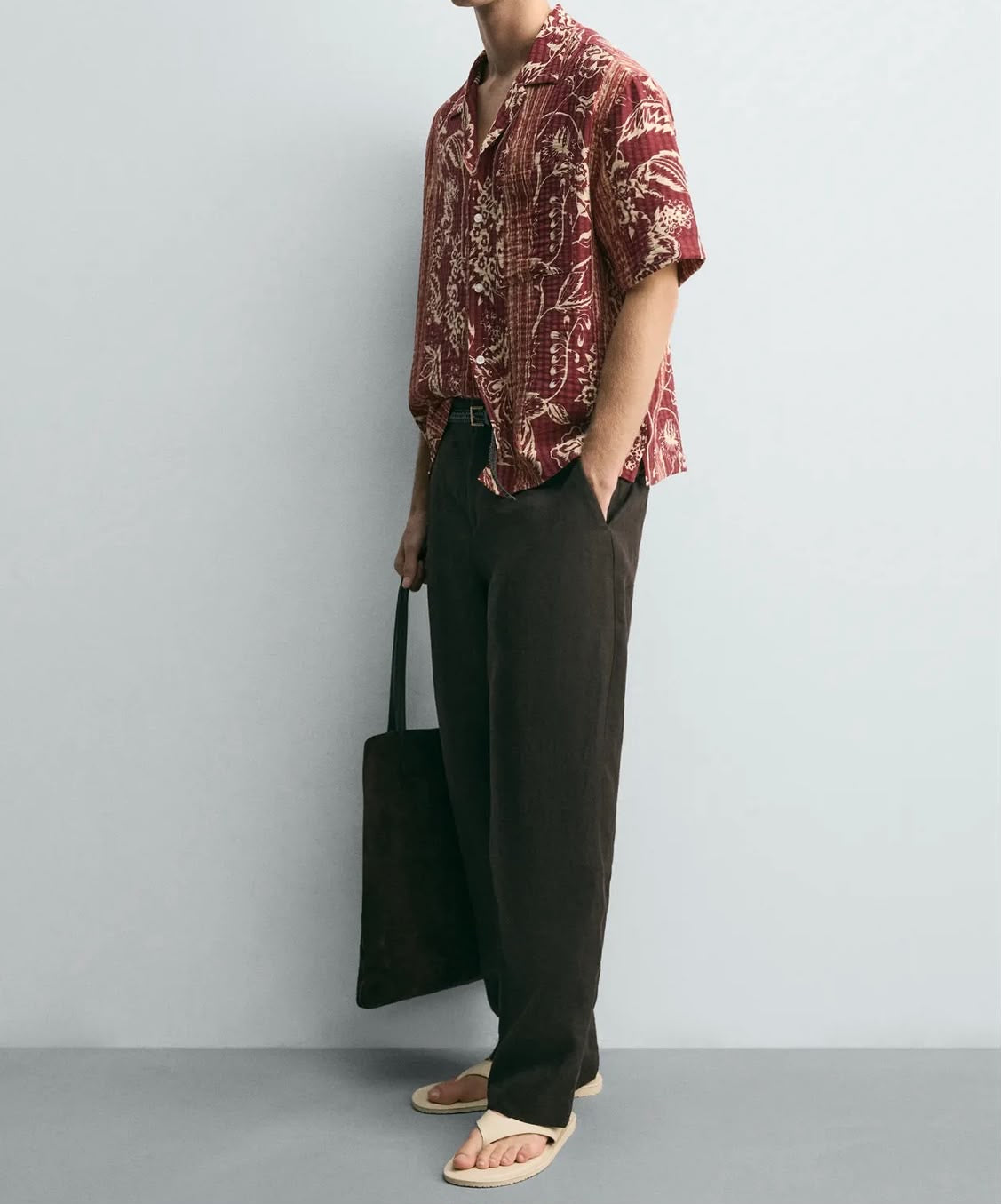 Vintage Burgundy Floral Shirt – Relaxed Short-Sleeve Fit