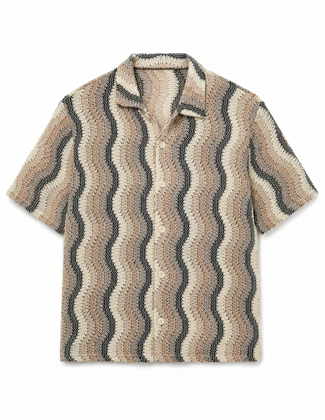 Refined Knit Resort Shirt – Beige Waves Edition