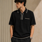 Black Knit Polo – Premium Textured Luxury Fit