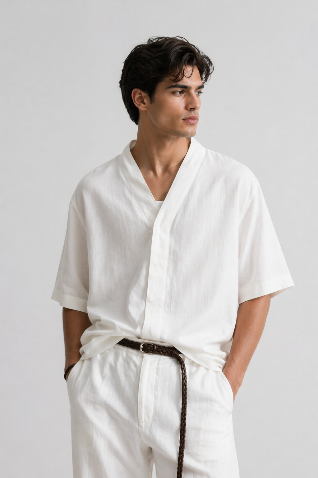 Essential White V-Neck Shirt – Relaxed Minimal Fit