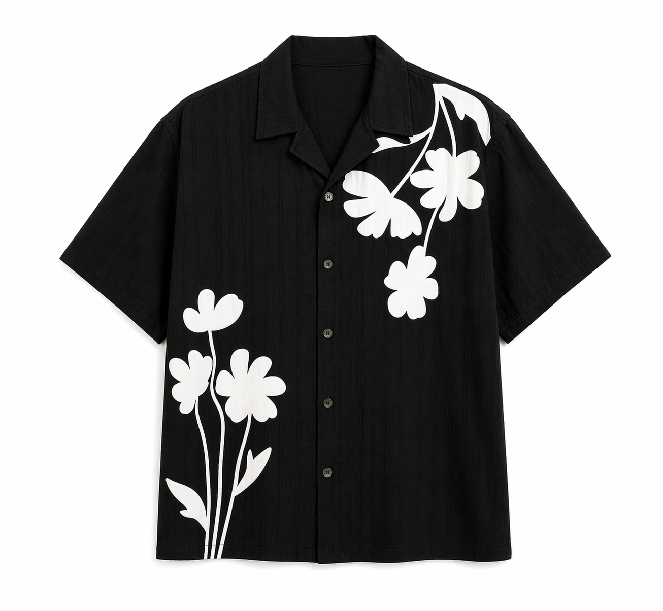 Black Floral Statement Shirt – Relaxed Summer Fit