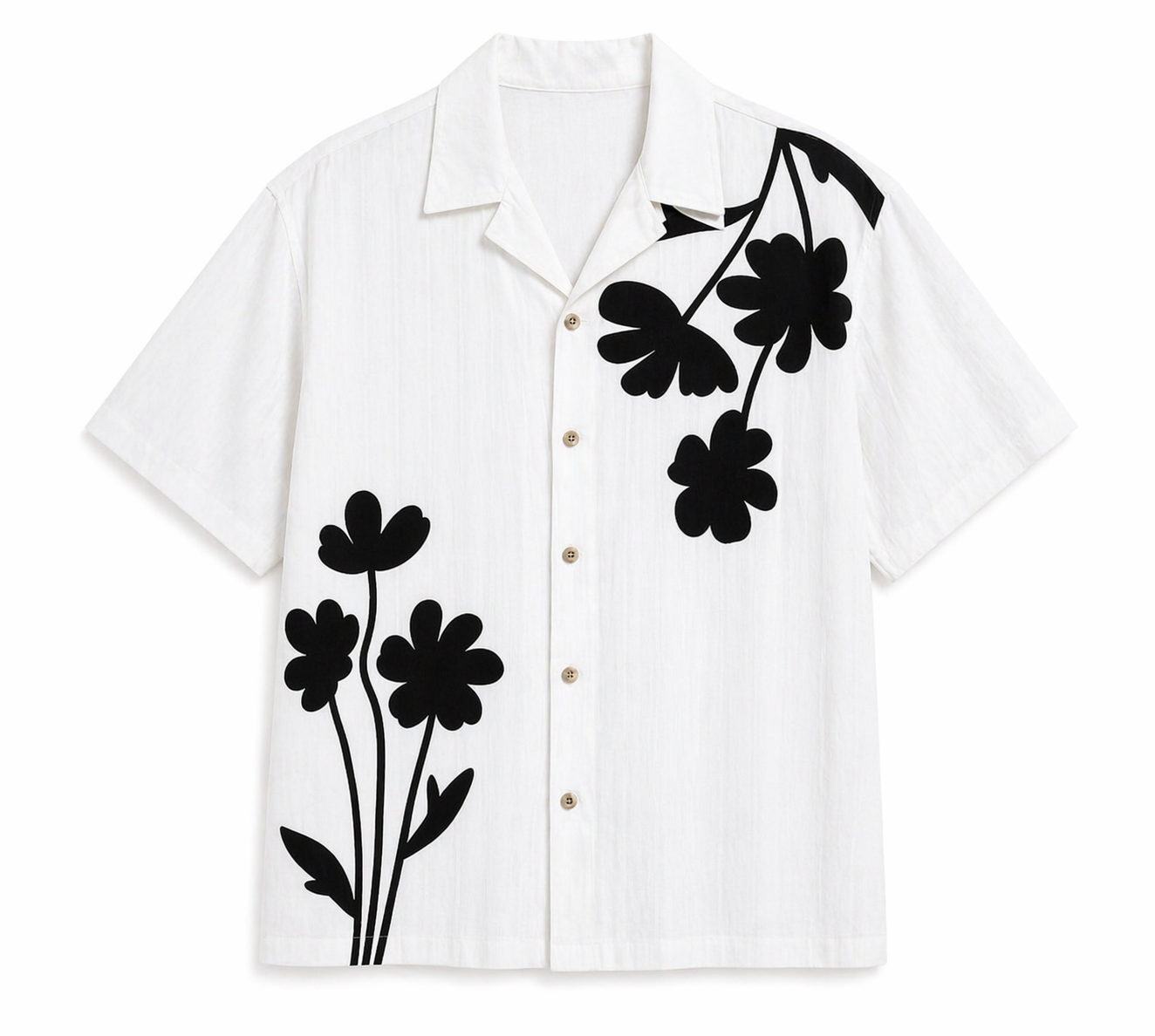 White Floral Statement Shirt – Relaxed Summer Fit