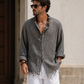 Textured Grey Raw Shirt – Relaxed Boho Fit