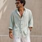 Mint Green Textured Shirt – Raw Edge Relaxed Fit