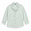 Mint Green Textured Shirt – Raw Edge Relaxed Fit