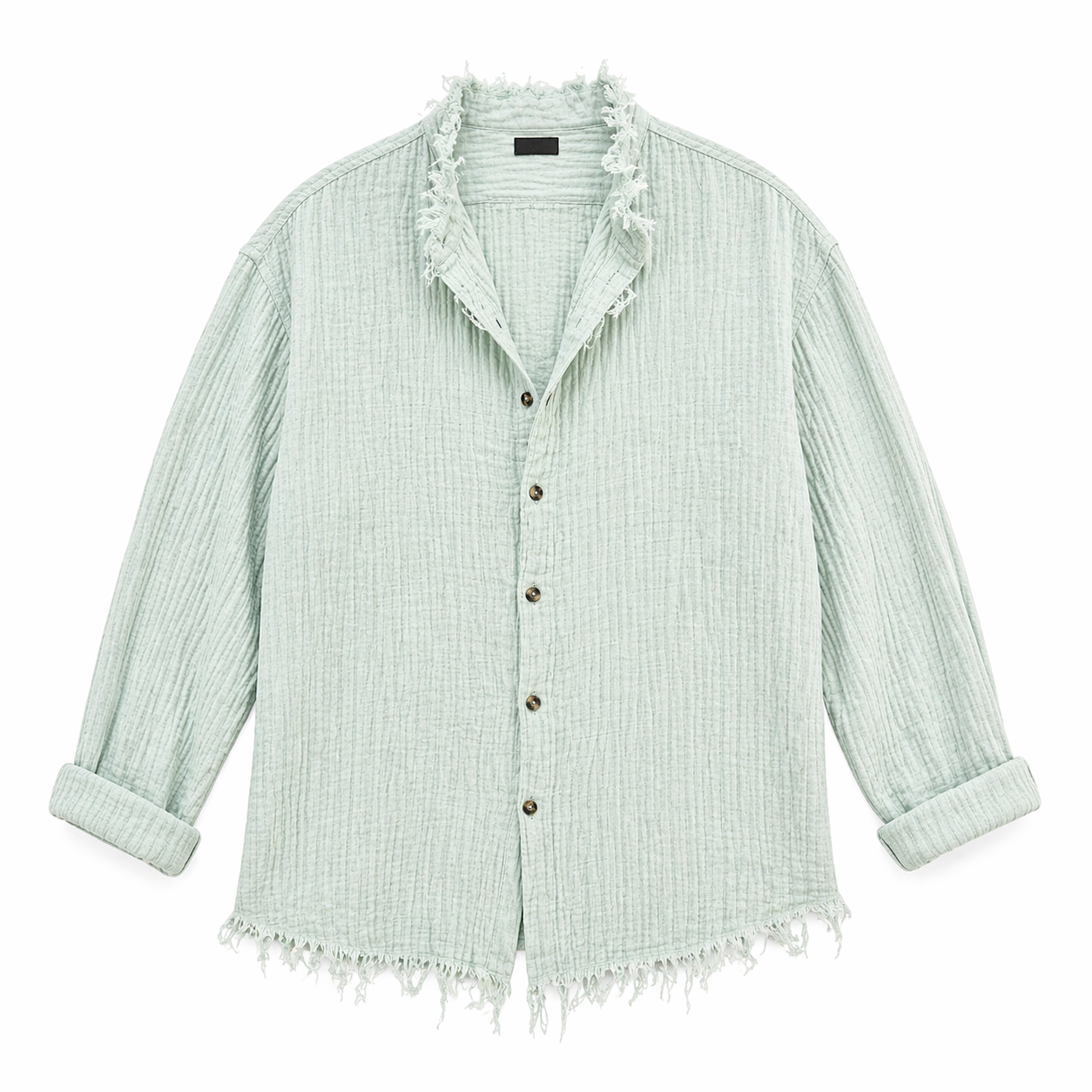 Mint Green Textured Shirt – Raw Edge Relaxed Fit