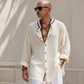 Cream Textured Boho Shirt – Raw Edge Relaxed Fit