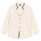 Cream Textured Boho Shirt – Raw Edge Relaxed Fit