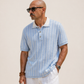 Sky Blue Knit Polo – Textured Summer Fit
