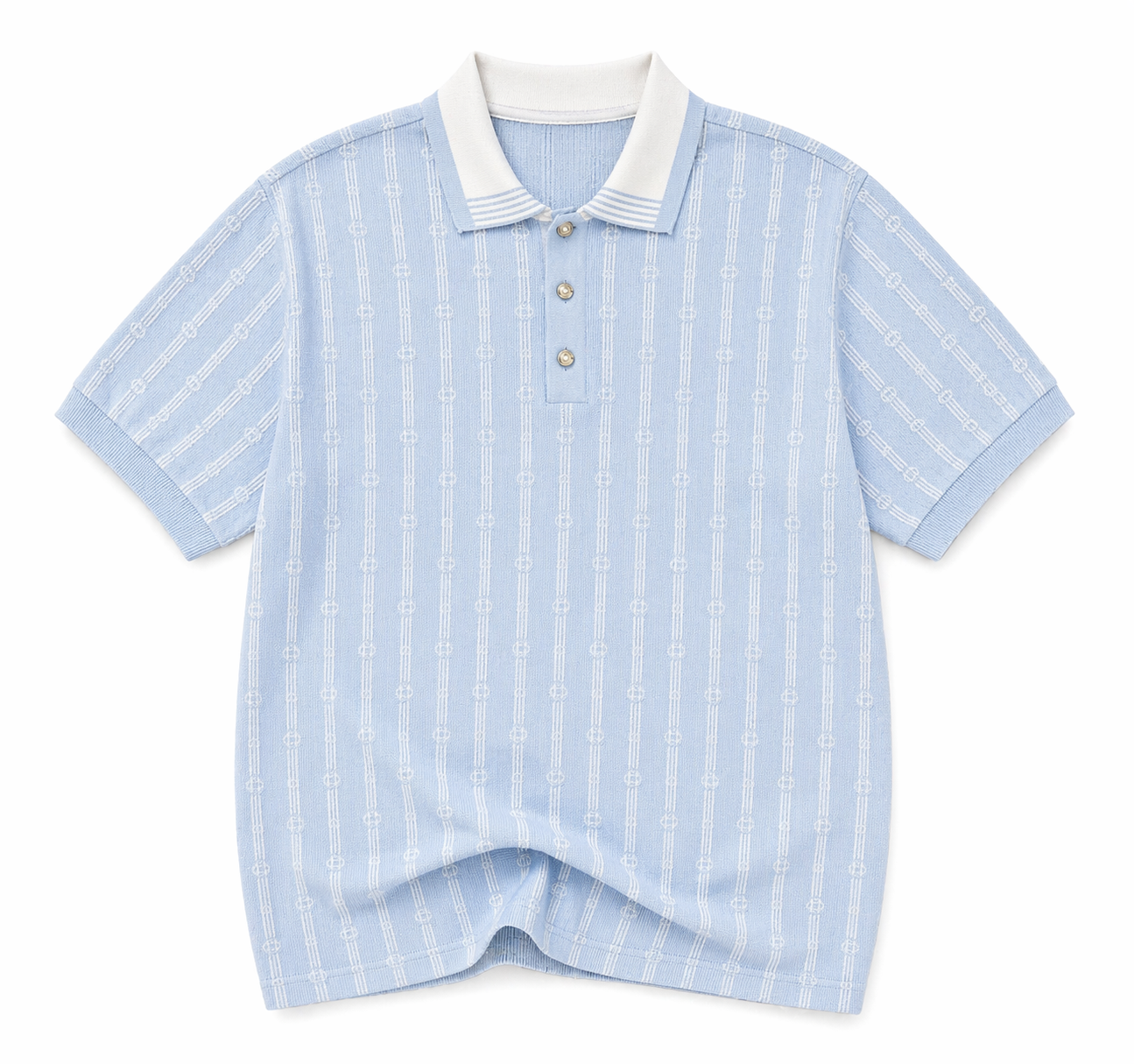 Sky Blue Knit Polo – Textured Summer Fit