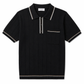 Black Knit Polo – Premium Textured Luxury Fit