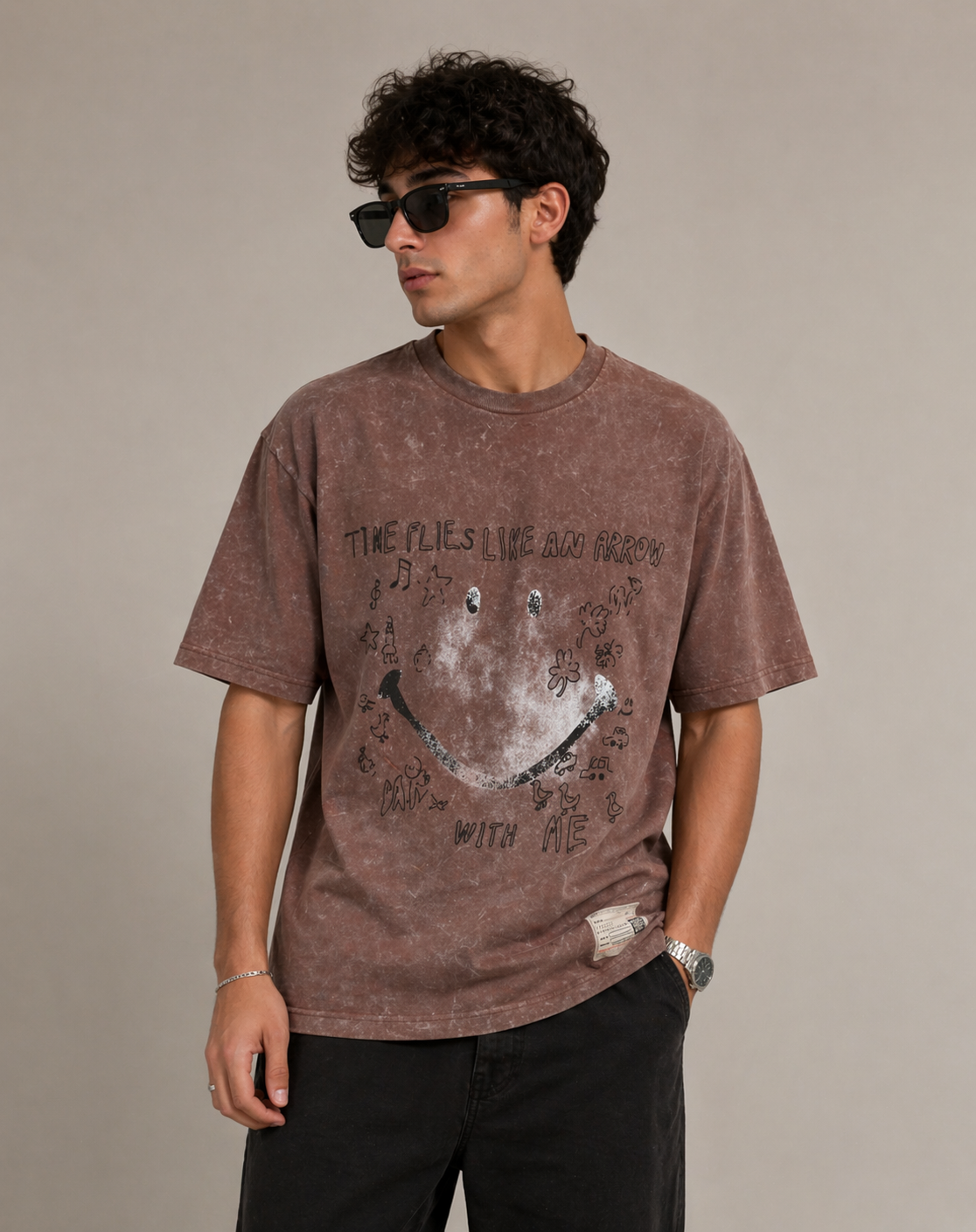 Vintage Washed Graphic T-Shirt – Smile Edition