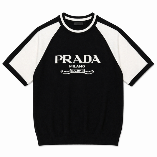 Prada Black & White Knit T-Shirt – Milano Signature Style