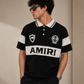 Amiri Black & White Polo T-Shirt – Bold Logo Edition
