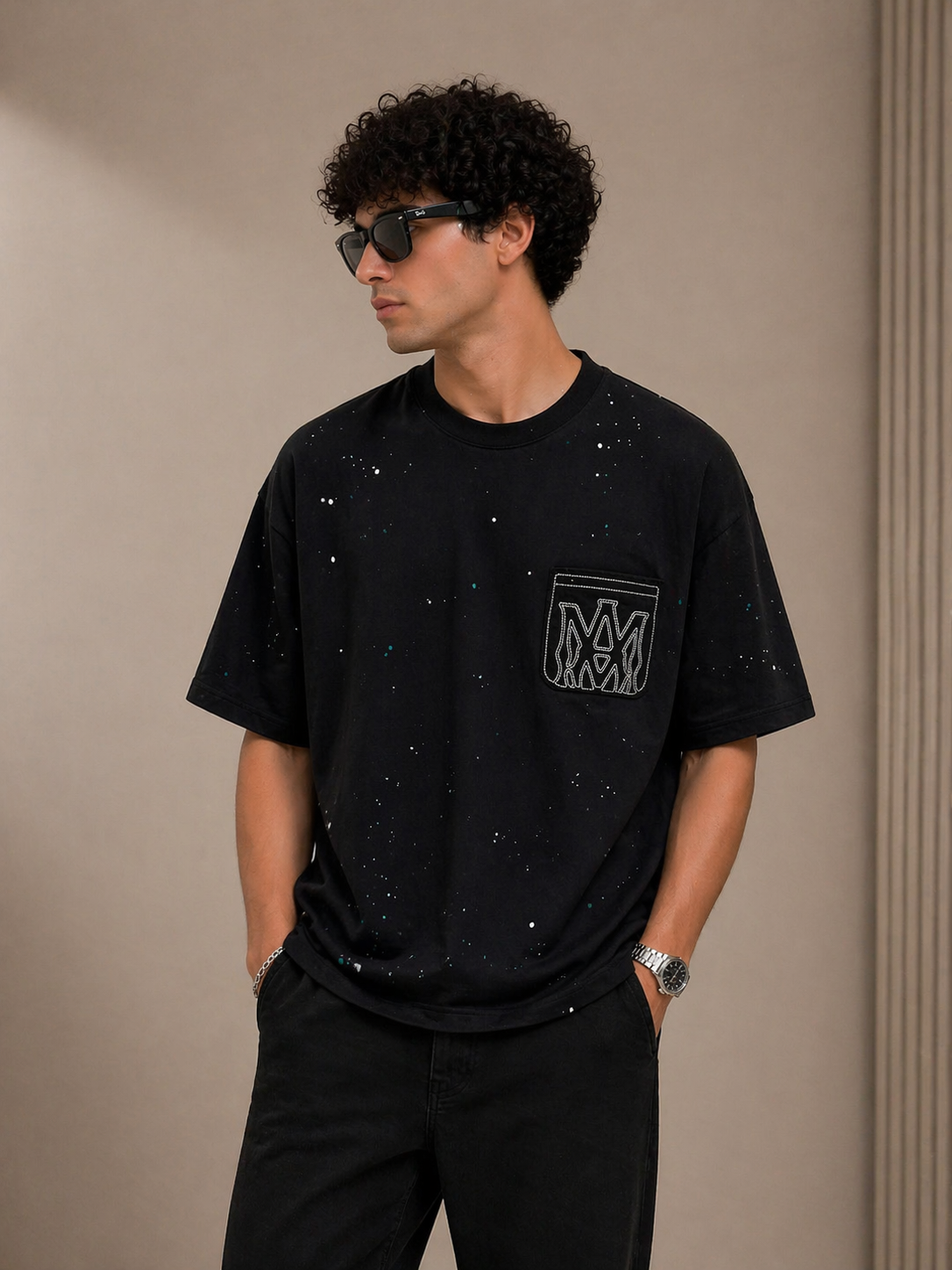 AMIRI Paint Splatter Pocket T-Shirt – Premium Black Edition