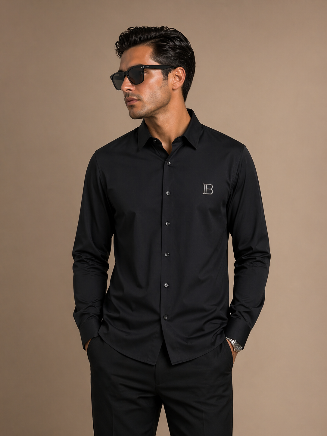 BALMAIN Black Signature Button-Up Shirt – Luxury Minimal Fit