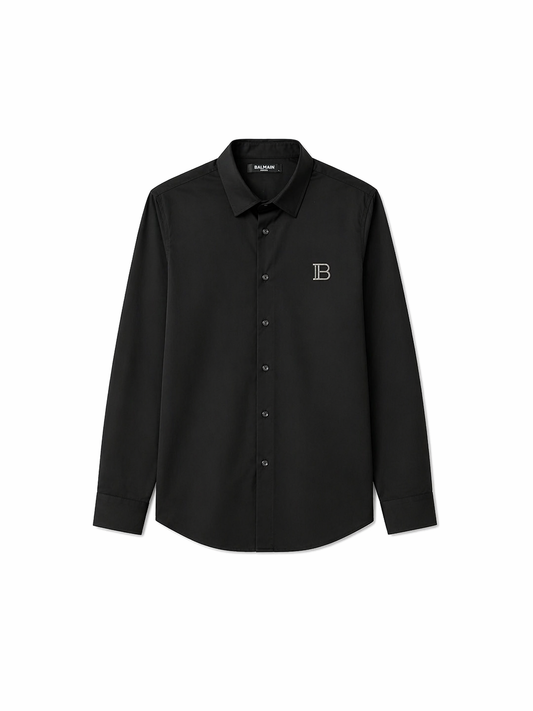 BALMAIN Black Signature Button-Up Shirt – Luxury Minimal Fit