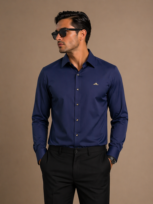 Loro Piana Navy Blue Luxury Shirt – Premium Classic Fit