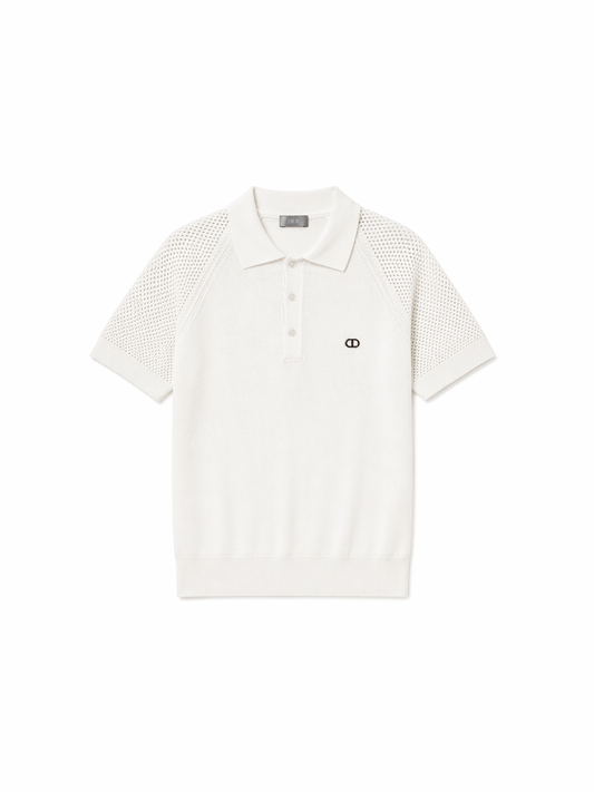 Dior Knit Polo Shirt – Premium White Minimal Design