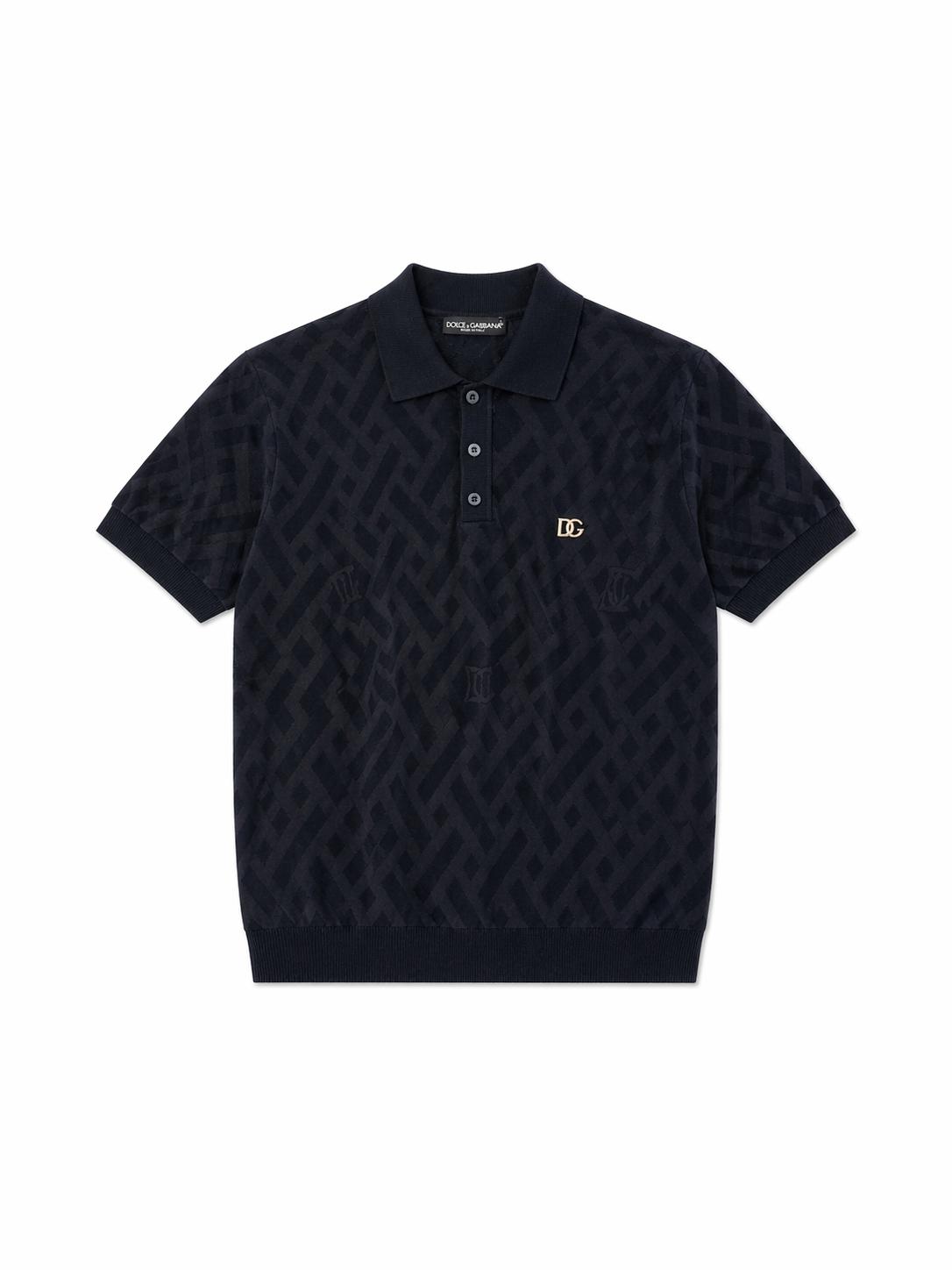 Dolce & Gabbana Jacquard Polo Shirt – Black Premium Luxury Fit