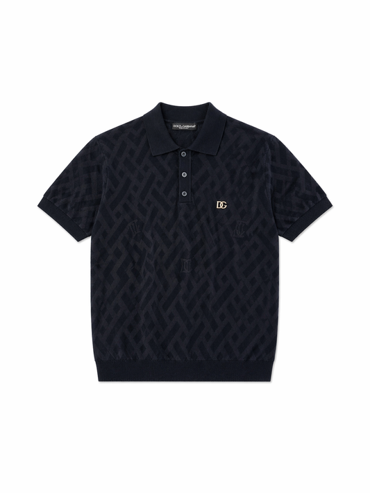 Dolce & Gabbana Jacquard Polo Shirt – Black Premium Luxury Fit