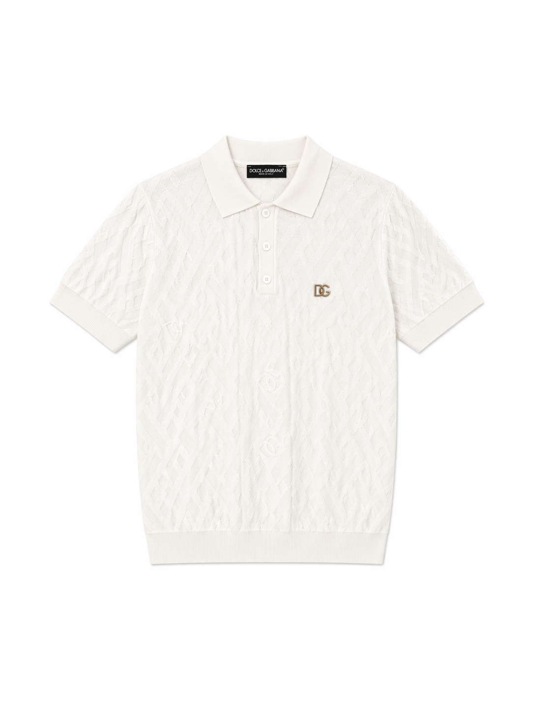 Dolce & Gabbana Jacquard Polo Shirt – White Premium Luxury Fit