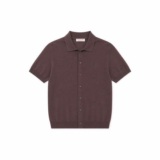 Valentino Knit Polo Shirt – Brown Minimal Luxury Design