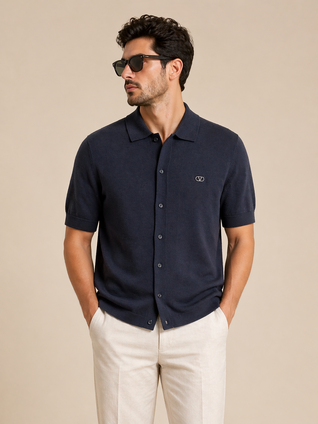 Valentino Knit Polo Shirt – Black Minimal Luxury Design