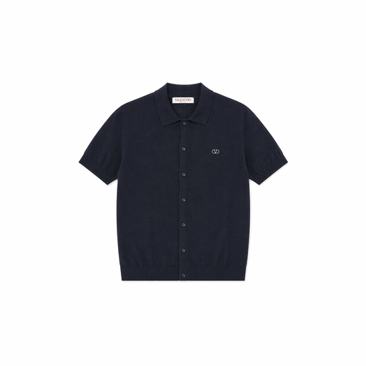 Valentino Knit Polo Shirt – Black Minimal Luxury Design
