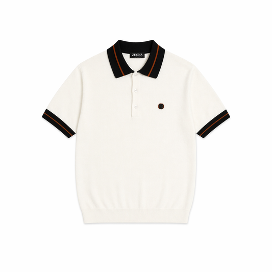 ZEGNA Classic White Polo Shirt – Premium Knit Fabric
