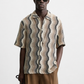 Refined Knit Resort Shirt – Beige Waves Edition