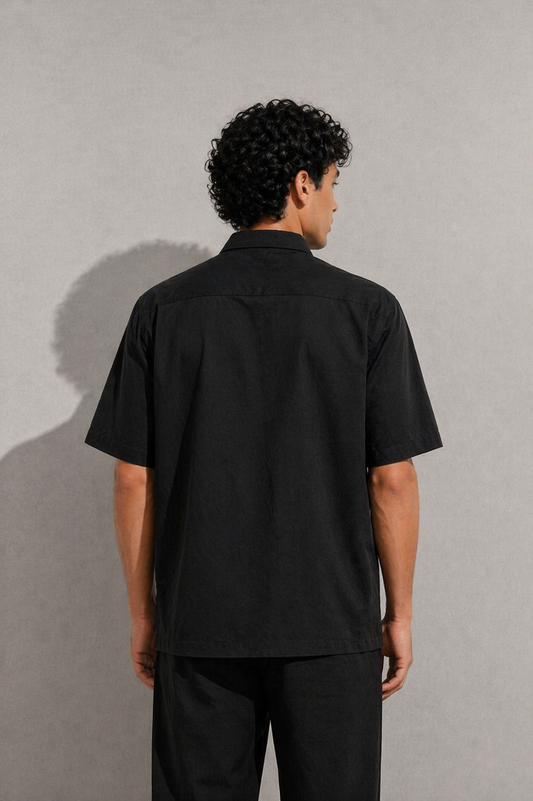 Essential Black Short Sleeve Shirt – Minimal Luxury Fit