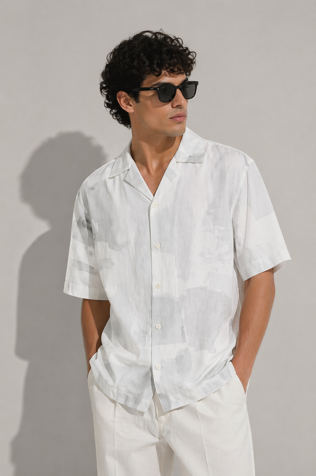 Essential White Abstract Shirt – Minimal Luxury Fit