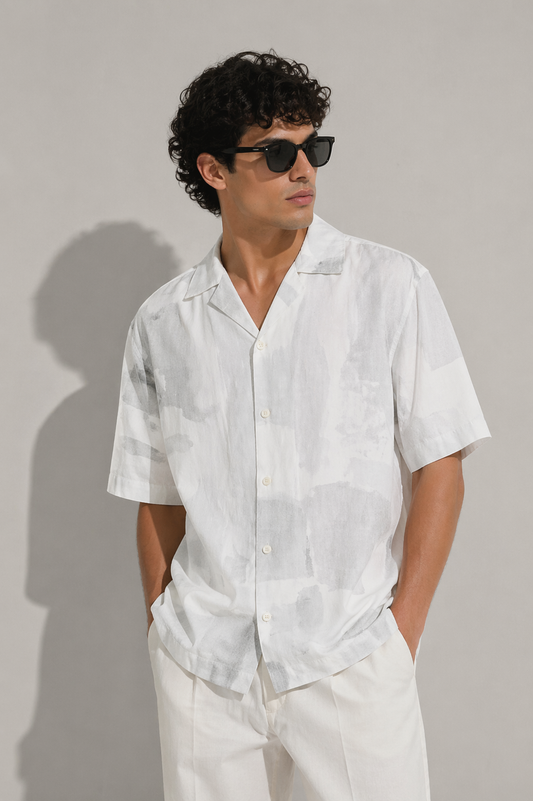 Essential White Abstract Shirt – Minimal Luxury Fit
