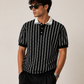 Black Pattern Knit Polo – Luxury Statement Fit